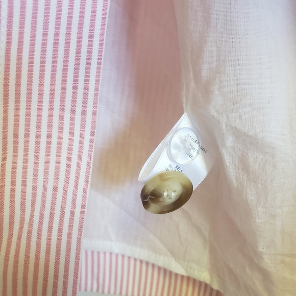 FANTASTIC Fawn L Midi Dress Striped Pink/White Button Up Cotton* - Picture 6 of 15